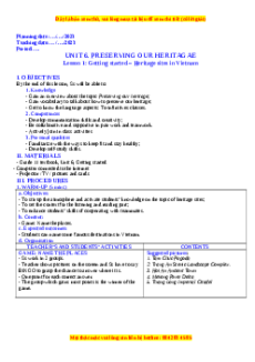 Giáo án Unit 6: Preserving our heritage Tiếng Anh 11 Global success