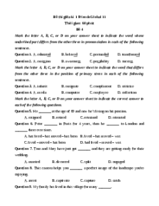 Đề thi giữa kì 1 Tiếng Anh 11 Friends global (đề 4)