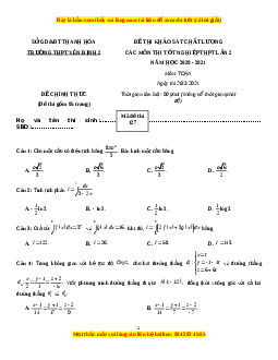 Đề thi thử Toán trường Yên Định 2 năm 2021