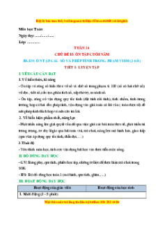 Giáo án Ôn tập các số và phép tính trong phạm vi 100 Toán lớp 1 Kết nối tri thức