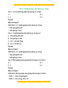 Trắc nghiệm Bài 11: Phương pháp nhân giống cây trồng Công nghệ 10 Cánh diều