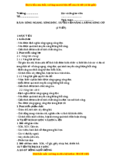Giáo án Sóng ngang. Sóng dọc. Sự truyền năng lượng của sóng Vật lí 11 Kết nối tri thức