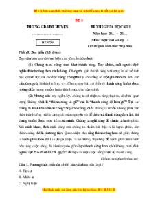 Đề thi giữa kì 1 Ngữ văn 11 Chân trời sáng tạo (đề 5)