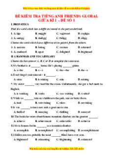 Bộ 6 đề thi giữa kì 1 Tiếng Anh 10 Friends Global có đáp án