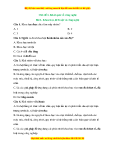 Bộ trắc nghiệm Công nghệ 10 Thiết kế Cánh diều (có đáp án)