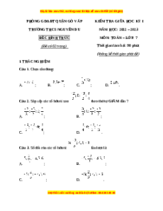 Đề thi giữa kì 1 Toán 7 Chân trời sáng tạo Trường THCS Nguyễn Du - TP HCM