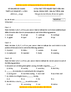 Đề thi thử tốt nghiệp Tiếng Anh trường THPT Lục Ngạn số 1- Bắc Giang lần 2 năm 2024