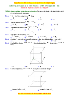 Đề thi giữa kì 2 Toán 11 Kết nối tri thức (theo cấu trúc đề minh họa 2025) Đề 13