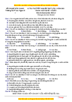 Đề thi thử Địa lí trường Lục Ngạn - Bắc Giang năm 2023