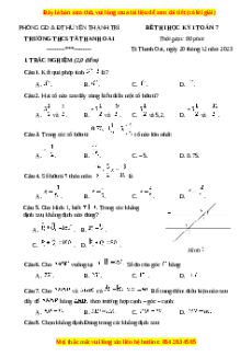 Đề thi cuối kì 1 Toán 7 trường THCS Tả Thanh Oai Hà Nội