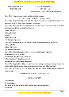 Đề thi cuối kì 1 Hóa học 9 Phòng GD&ĐT UBND quận Thủ Đức