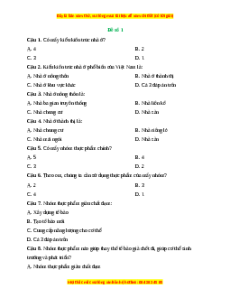 Đề thi cuối kì 1 Công nghệ 6 Chân trời sáng tạo (Đề 1)