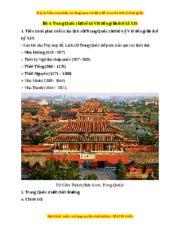 Lý thuyết Lịch sử 7 Kết nối tri thức Bài 4: Trung Quốc từ thế kỉ VII đến giữa thế kỉ XIX