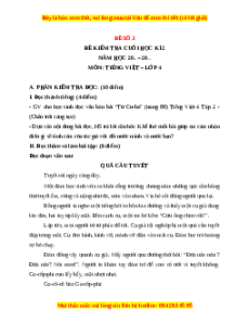 Đề thi cuối kì 2 Tiếng Việt lớp 4 Chân trời sáng tạo (Đề 3)