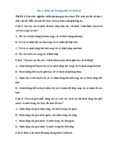 Trắc nghiệm Bài 3: Nhiệt độ. Thang nhiệt độ – nhiệt kế Vật lí 12 Đúng-Sai, Trả lời ngắn Kết nối tri thức  2025