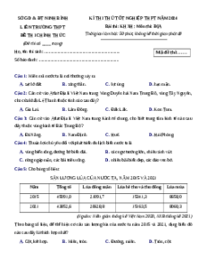Đề thi thử tốt nghiệp Địa lí Liên trường Ninh Bình năm 2024