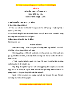 Đề thi cuối kì 2 Tiếng Việt lớp 4 Cánh diều (Đề 9)