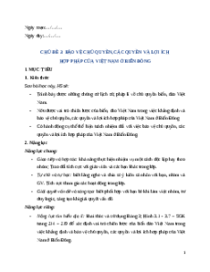 Giáo án Chủ đề 3 Địa lí 9 Cánh diều: Bảo vệ chủ quyền, các quyền và lợi ích hợp pháp của Việt Nam ở Biển Đông