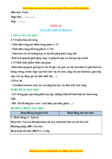 Giáo án Ôn tập cuối năm (tiếp theo) Toán lớp 1 Chân trời sáng tạo