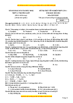 Đề thi thử tốt nghiệp Hóa học trường THPT Lý Thường Kiệt - Bắc Ninh lần 1 năm 2024