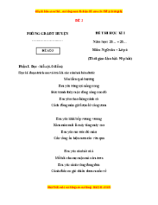 Đề thi cuối kì 1 Ngữ văn 6 Cánh diều (đề 3)