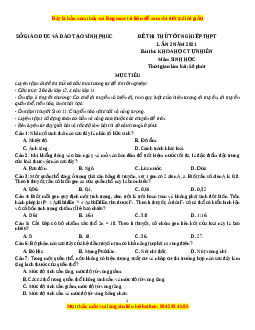 Đề thi thử Sinh Học Sở Vĩnh Phúc lần 2 năm 2021