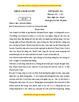 Đề thi cuối kì 1 Ngữ văn 6 Chân trời sáng tạo (đề 7)
