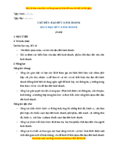 Giáo án Bài 8 KTPL 11 Chân trời sáng tạo: Đạo đức kinh doanh
