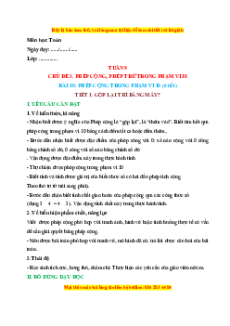 Giáo án Phép cộng trong phạm vi 10 Toán lớp 1 Kết nối tri thức