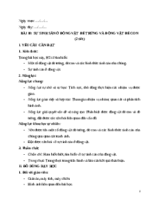 Giáo án Bài 10: Sự sinh sản ở động vật đẻ trứng và động vật đẻ con Khoa học lớp 5 Cánh diều