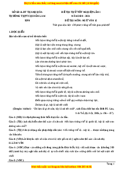 Đề thi thử Ngữ Văn trường Chuyên Lam Sơn lần 1 năm 2021