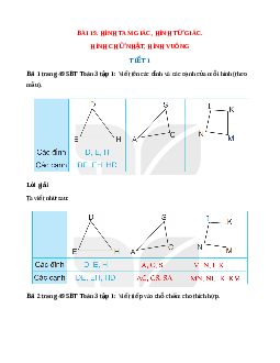 VBT Toán lớp 3 Bài 19 (Kết nối tri thức): Hình tam giác, hình tứ giác. Hình chữ nhật, hình vuông
