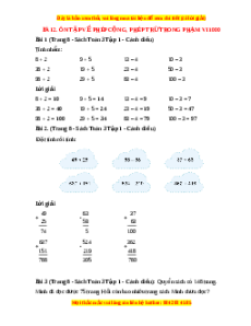 Giải Sgk Toán lớp 3 Bài 2: Ôn tập về phép cộng, phép trừ trong phạm vi 1000 (Cánh diều)
