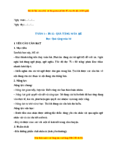 Giáo án Bài 2: Quà tặng mùa hè Tiếng Việt lớp 5 Chân trời sáng tạo