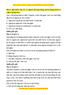 Trắc nghiệm KTPL 10 Bài 12 Chân trời sáng tạo: Đặc điểm, cấu trúc và nguyên tắc hoạt động của hệ thống chính trị nước Cộng hòa xã hội chủ nghĩa Việt Nam