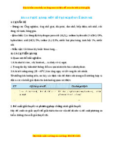 Lý thuyết Sinh học 10 Chân trời sáng tạo Bài 14: Thực hành: một số thí nghiệm về enzyme