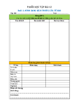 Phiếu học tập Sinh học 6 Cánh diều