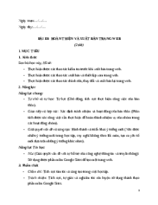 Giáo án Bài E8: Hoàn thiện và xuất bản trang web Tin học 12 Chân trời sáng tạo