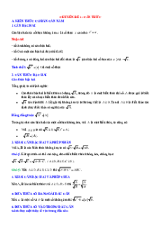 Chuyên đề 4. Căn thức