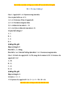 Trắc nghiệm Ôn tập chương 1 Hóa 10 Kết nối tri thức