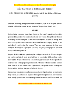 Đề thi cuối kì 2 Tiếng Anh lớp 12 trường THPT Nguyễn Thị Định năm 2023