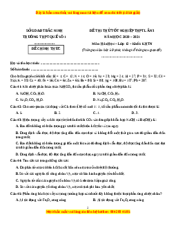 Đề thi thử Hóa Học trường Quế Võ 1 lần 3 năm 2021