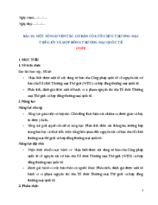 Giáo án Bài 16: Một số nguyên tắc cơ bản của Tổ chức Thương mại Thế giới KTPL 12 Chân trời sáng tạo