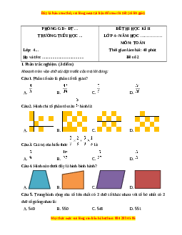 Đề thi cuối kì 2 Toán lớp 4 Chân trời sáng tạo - Đề 2