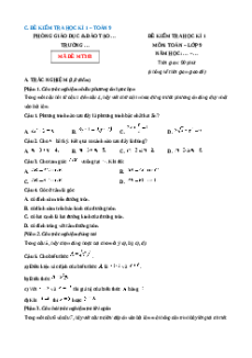 Đề thi Cuối kì 1 Toán 9 Cánh diều 2024 (Đề 8)