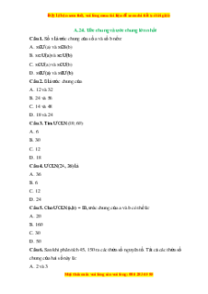 Trắc nghiệm Ước chung và ước chung lớn nhất Toán 6 Cánh diều