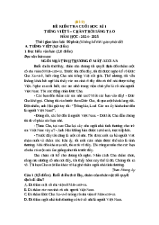 Đề thi cuối kì 1 Tiếng Việt lớp 5 Chân trời sáng tạo (Đề 9)