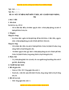 Giáo án Bài 14 Công nghệ chăn nuôi 11 Kết nối tri thức: Một số bệnh phổ biến ở trâu, bò và biện pháp phòng, trị