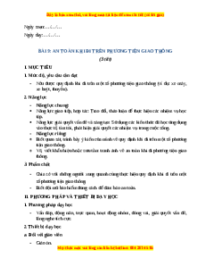 Giáo án Bài 9 Tự nhiên xã hội lớp 2 Cánh diều: An toàn khi đi trên phương tiện giao thông