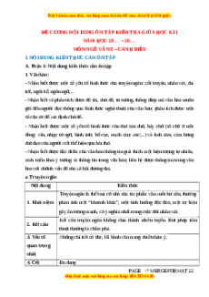 Đề cương ôn tập giữa kì 1 Ngữ văn 8 Cánh diều